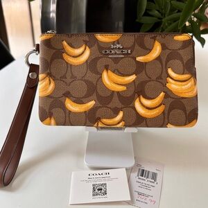 NWT Coach Wristlet Wallet Banana Print